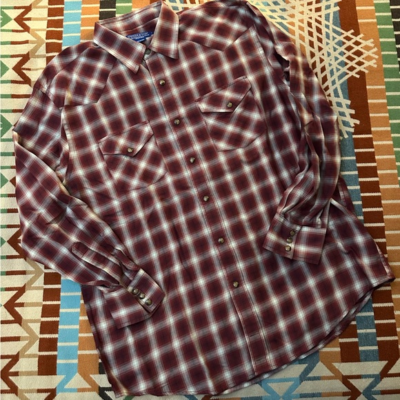 Pendleton High Grade Western Wear Pearl Snap Shirt - Red/Cream Plaid - Picture 1 of 8